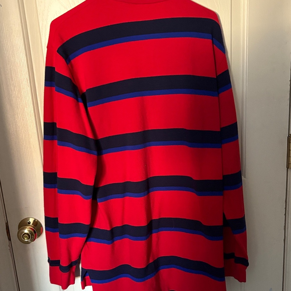 Polo by Ralph Lauren Men's Bold Red and Navy Striped Polo - Picture 4 of 4